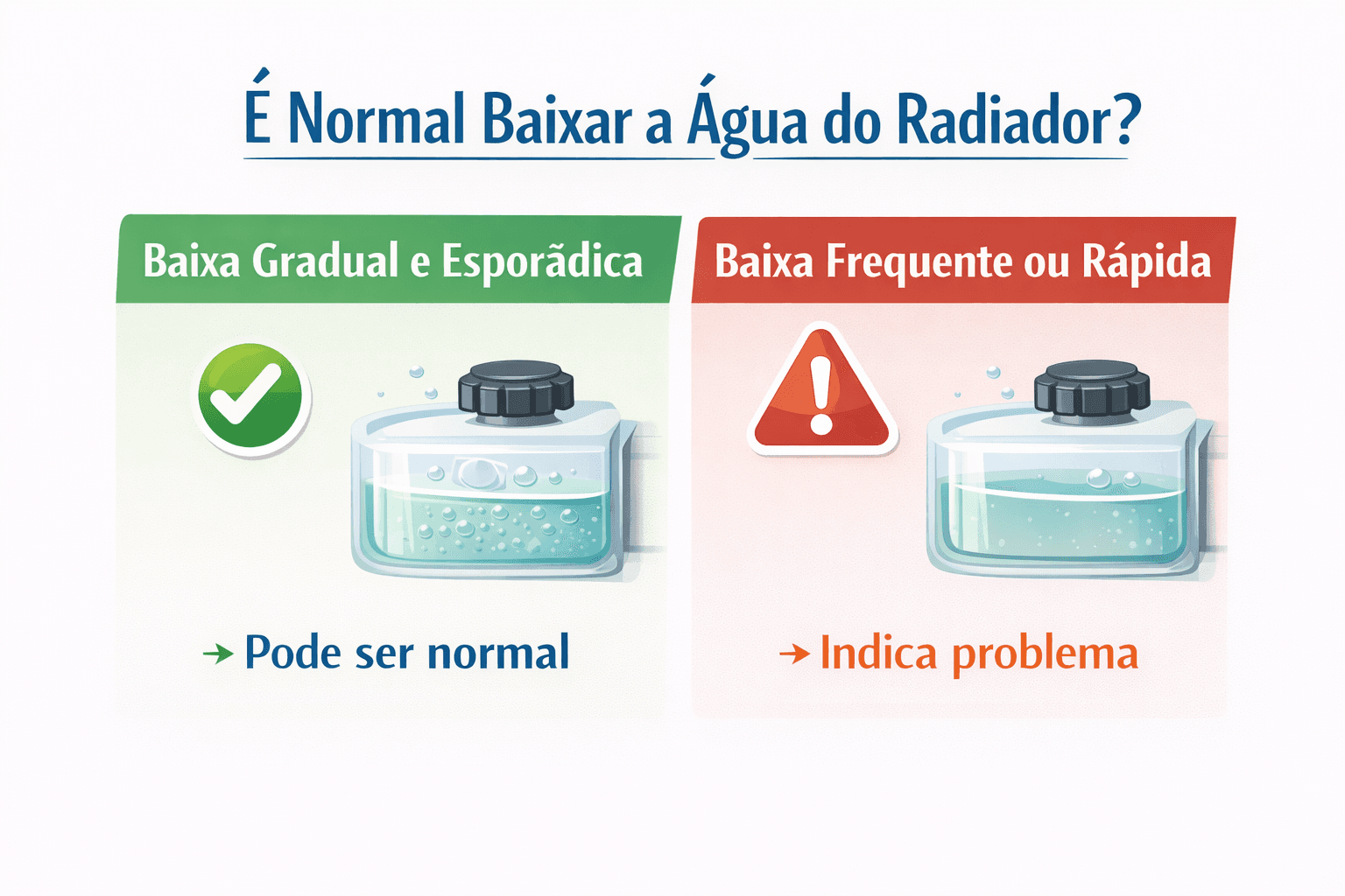 infográfico explicando se é normal baixar a água do radiador