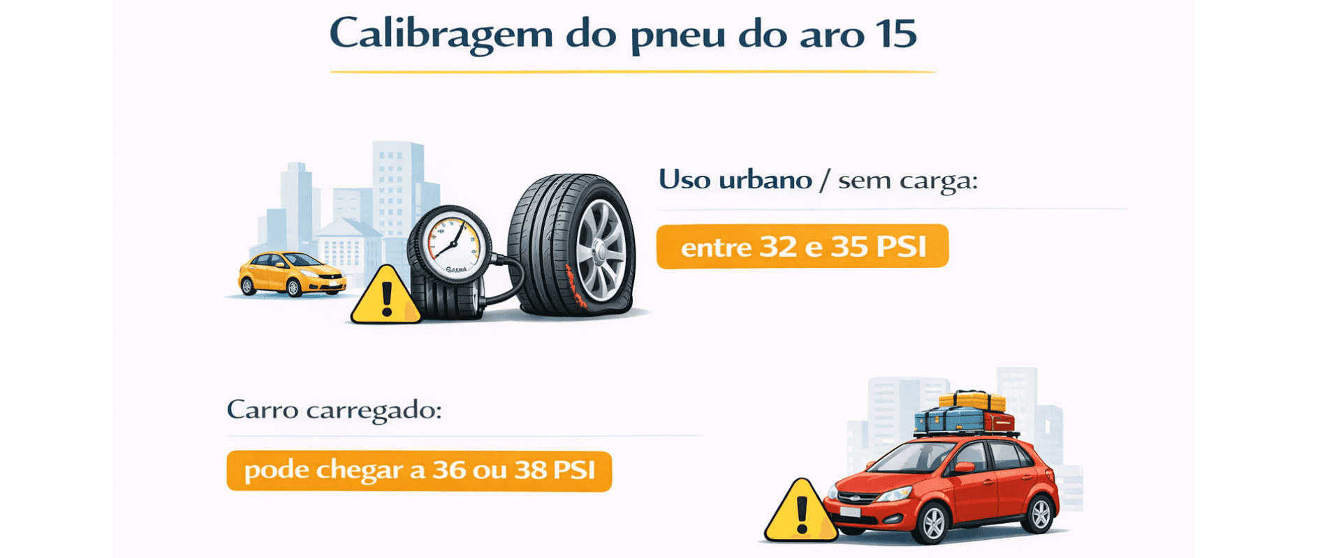 infográfico explicando calibragem do pneu do aro 15
