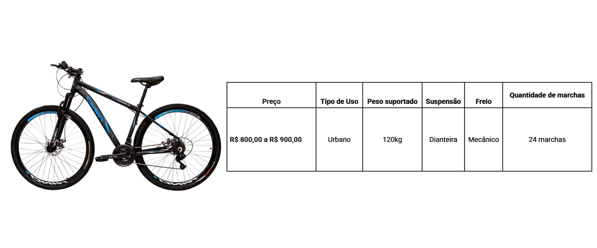 Bicicleta da marca Rino na cor preta com escritas em azul