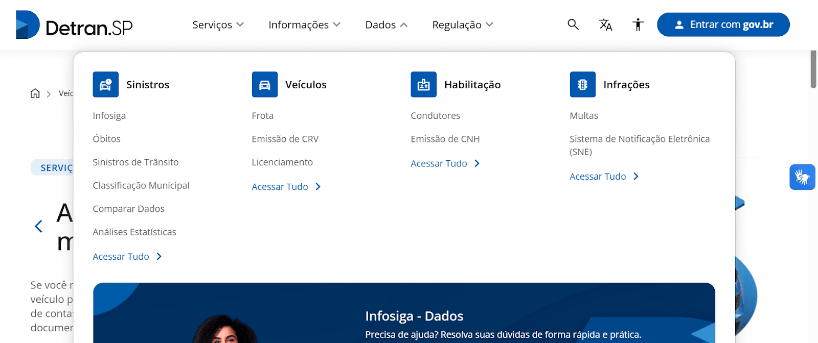 página do detran são paulo. exemplo