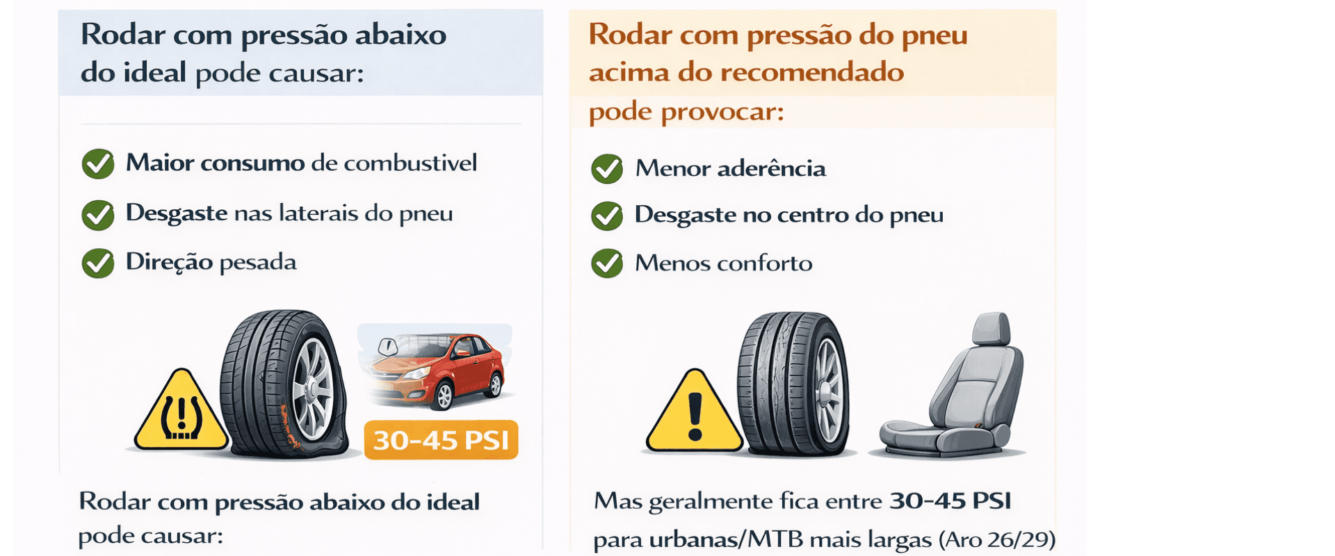 infográfico explicando sobre a pressão ideal.