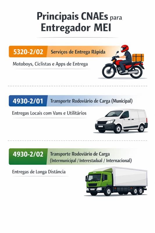 Infográfico explicando qual o tipo de MEI para entregador