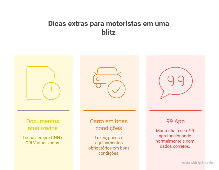 infográfico com dicas extras para motoristas em uma blitz
