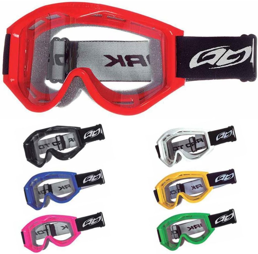 Na imagem há modelos de óculos de proteção que são necessários ser utilizados com o tipo de capacete aberto.